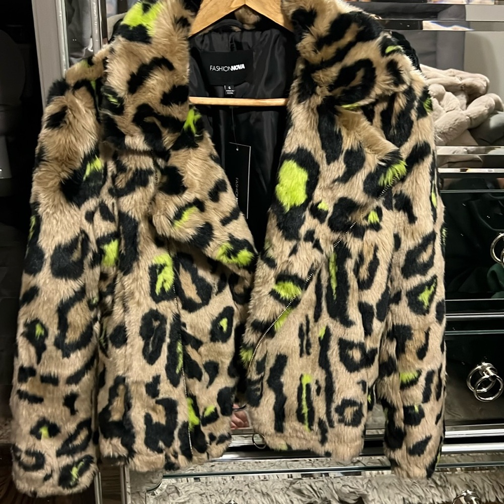 Leopard Print Faux Fur Coat